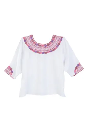 Gabrielle Guatemalan Blouse - Dusty Rose and Lavender