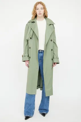 Green Kena Double Breasted Trench Coat