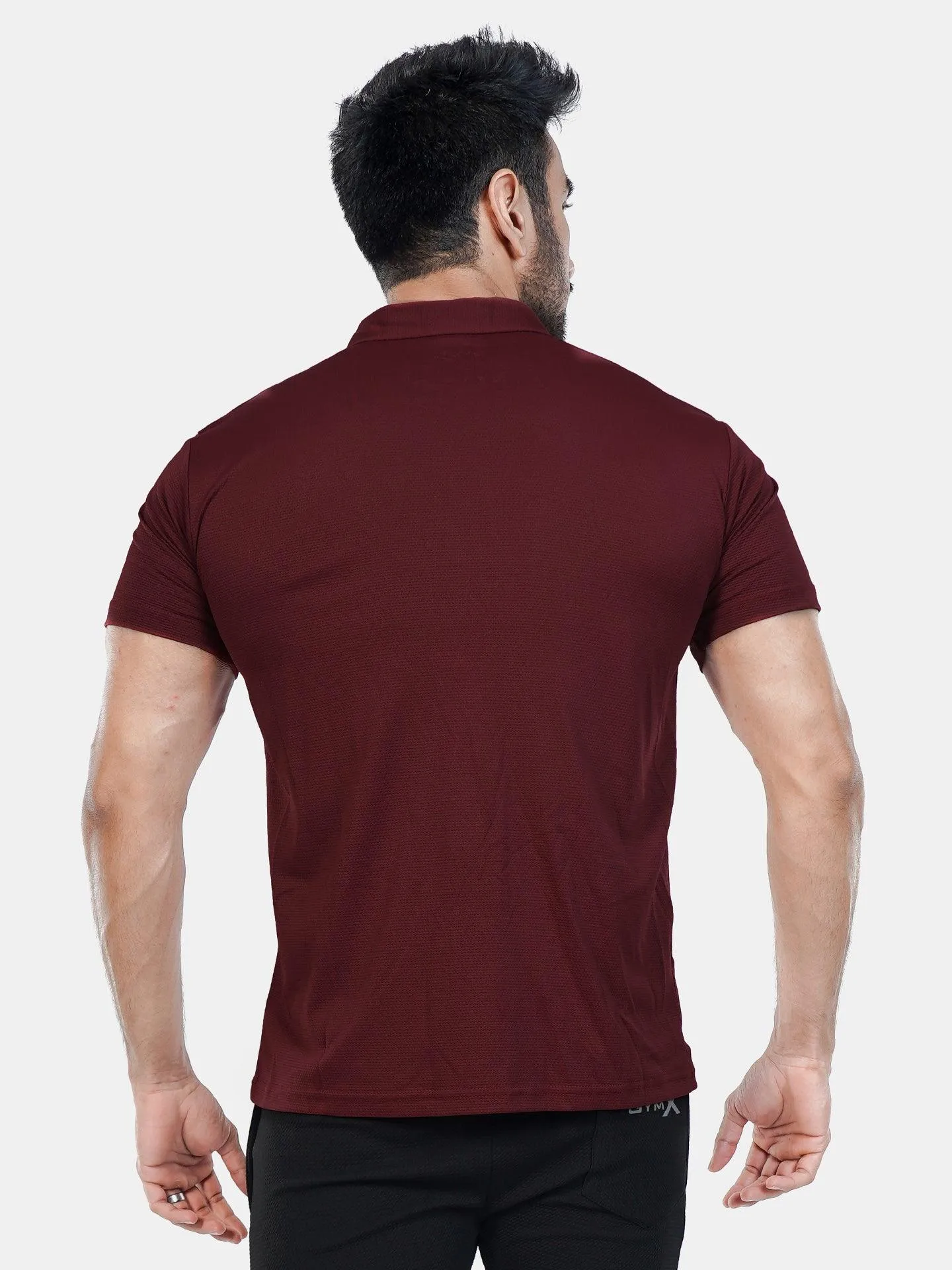 GymX Tech Polo Tee: Stark Maroon-Sale
