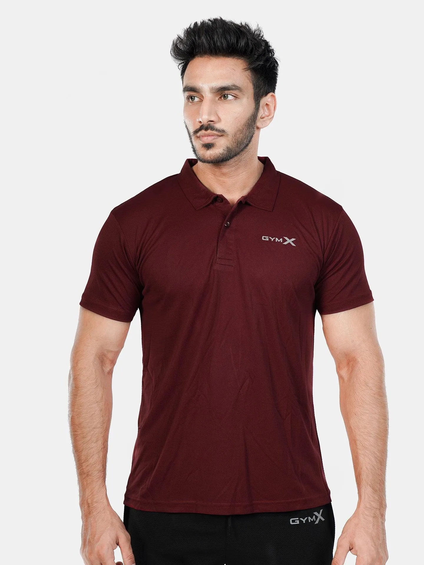 GymX Tech Polo Tee: Stark Maroon-Sale