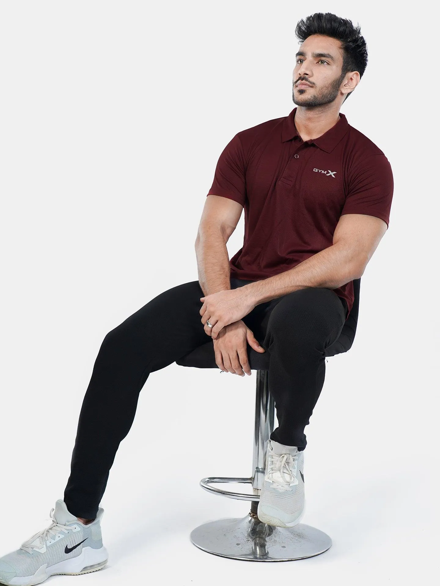 GymX Tech Polo Tee: Stark Maroon-Sale