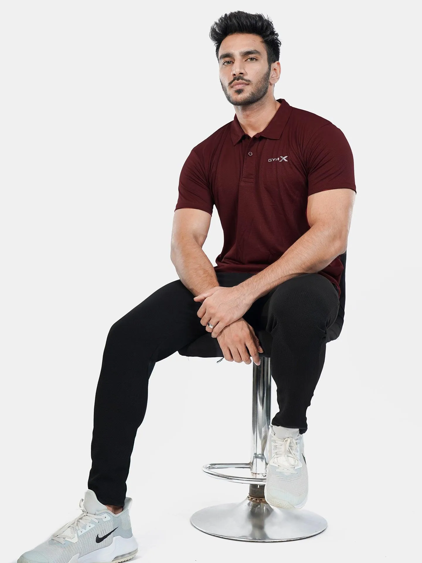 GymX Tech Polo Tee: Stark Maroon-Sale