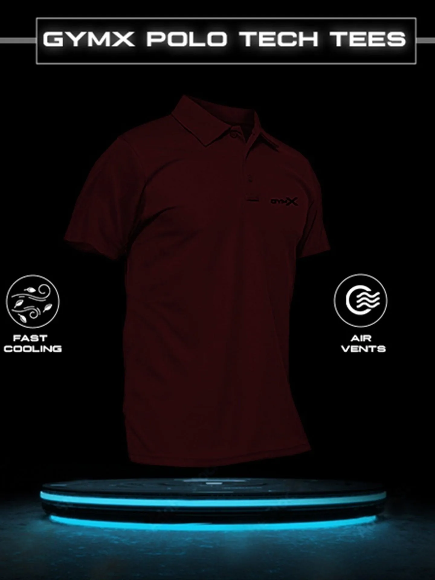 GymX Tech Polo Tee: Stark Maroon-Sale