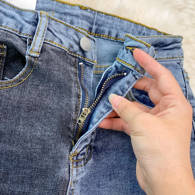 High-rise Color-block Flared Jeans