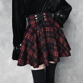High Waist Plaid Mini Skirt