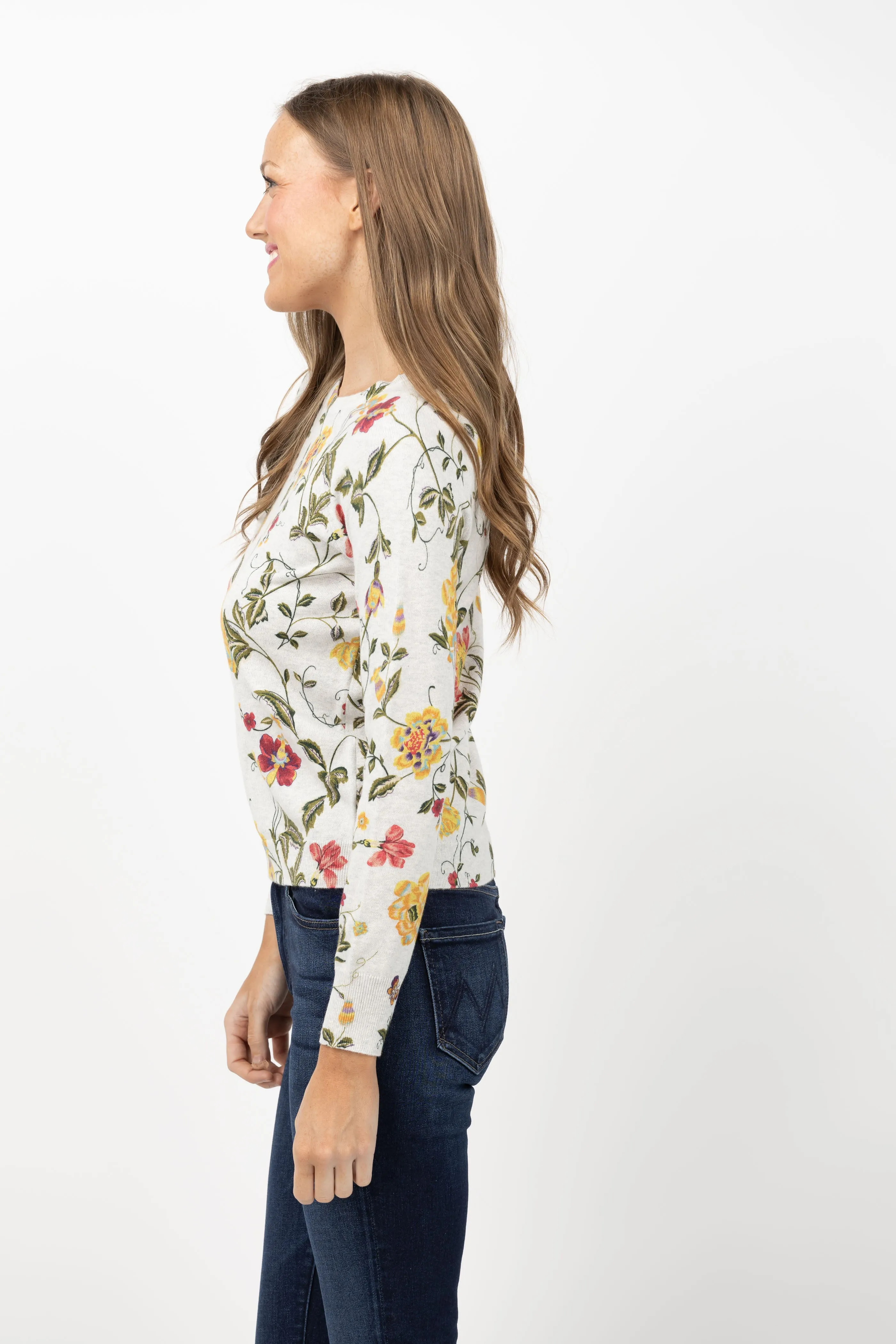 J. Society Floral Sweater in Silver