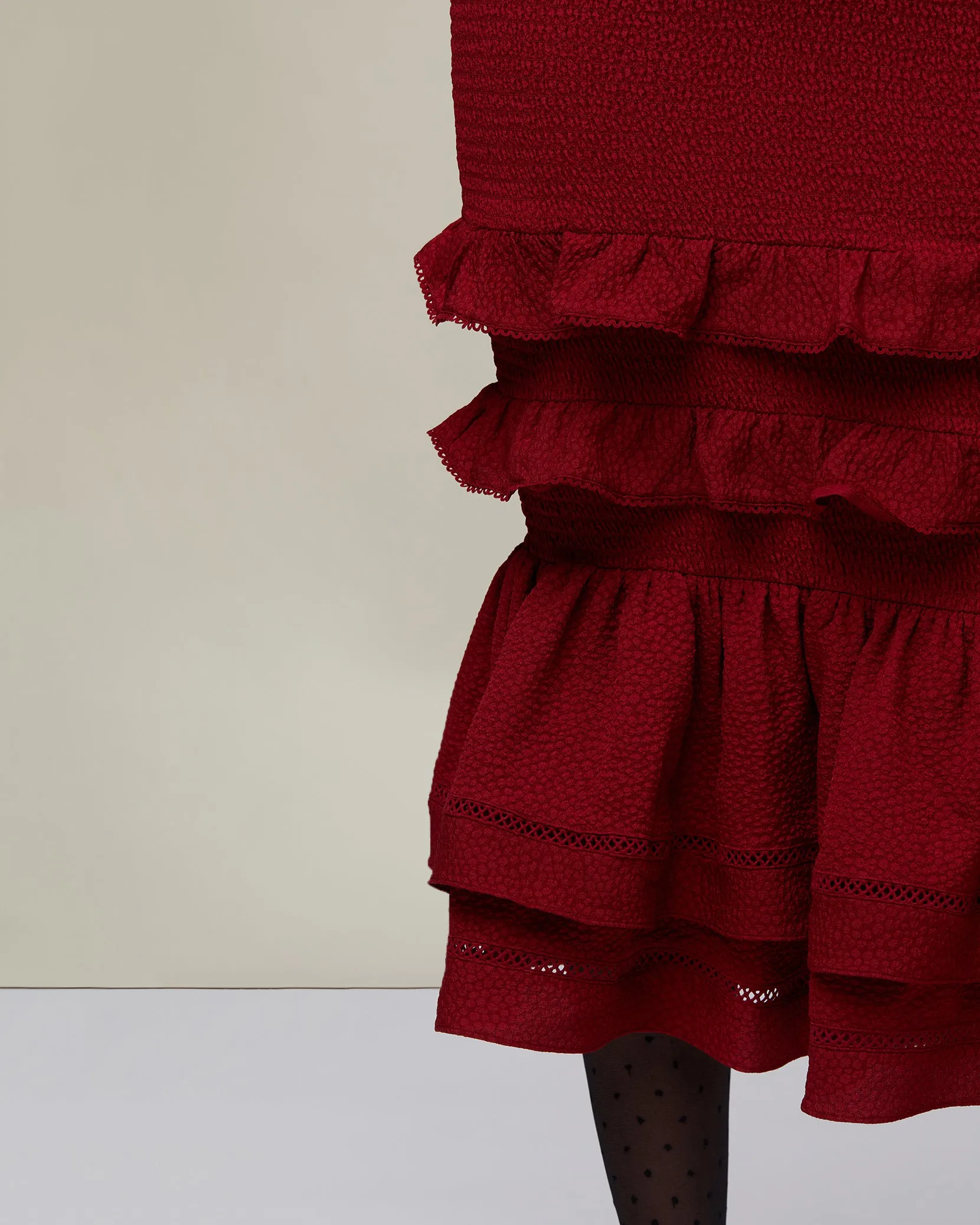 Jaquard Smocked Midi Dress