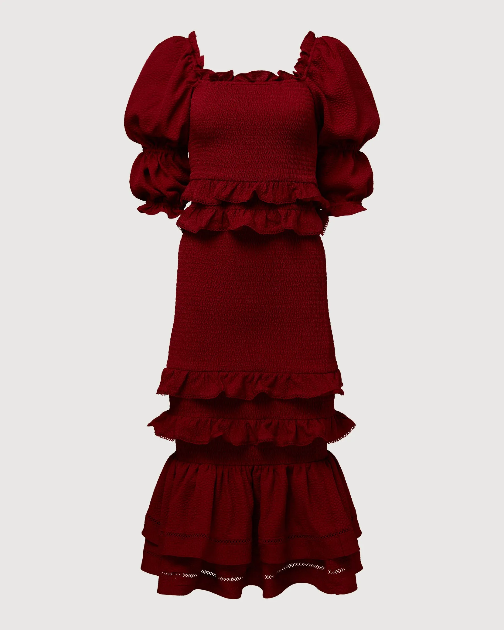 Jaquard Smocked Midi Dress