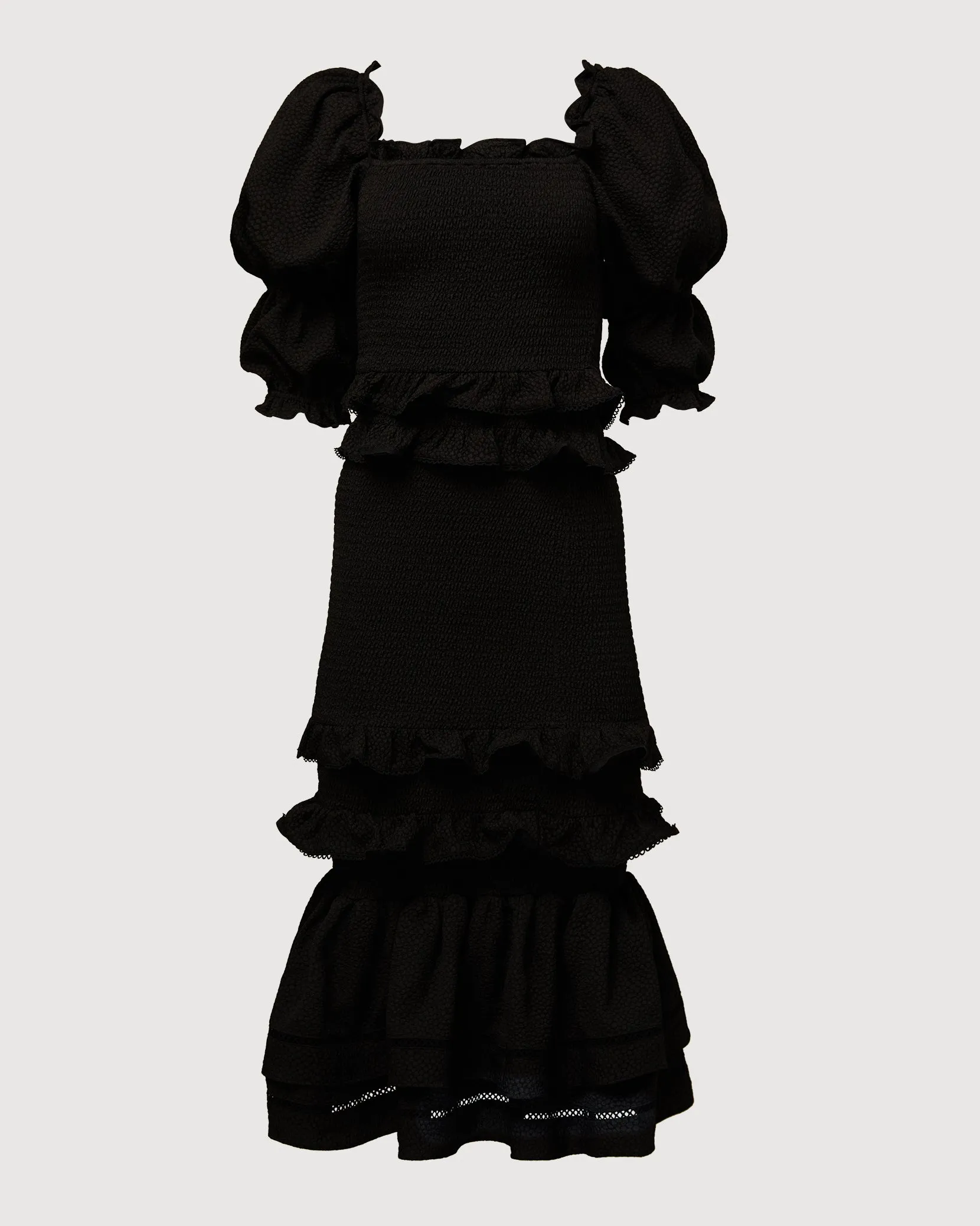 Jaquard Smocked Midi Dress