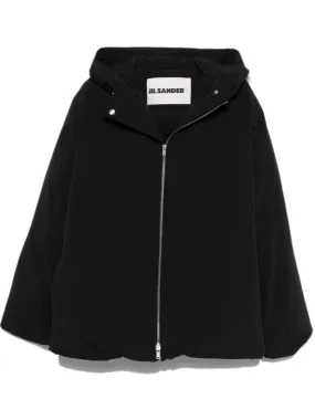 JIL SANDER Men's Hooded Down Jacket - Textured Black Design