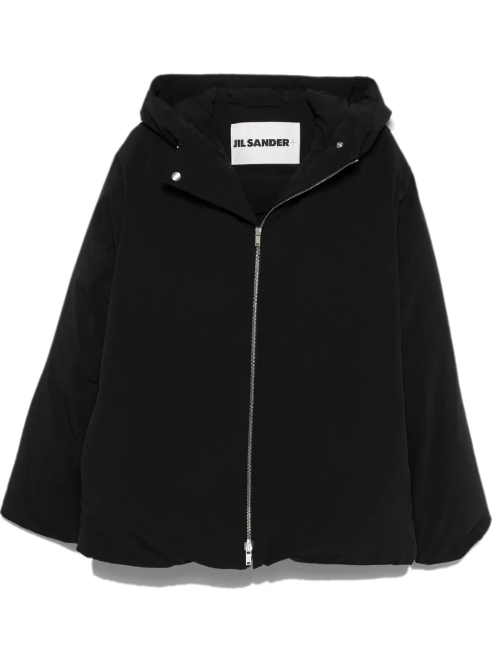 JIL SANDER Men's Hooded Down Jacket - Textured Black Design