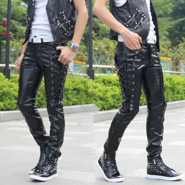 Lace-up Ambition Male Leather Pants
