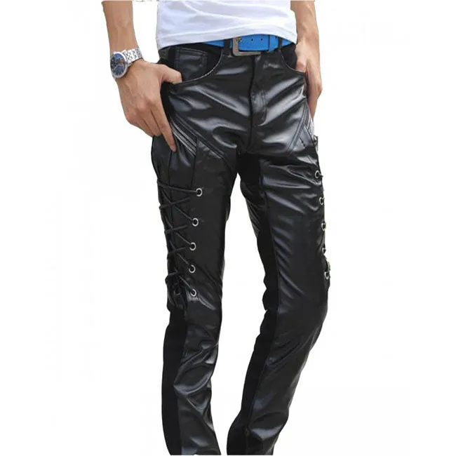 Lace-up Ambition Male Leather Pants