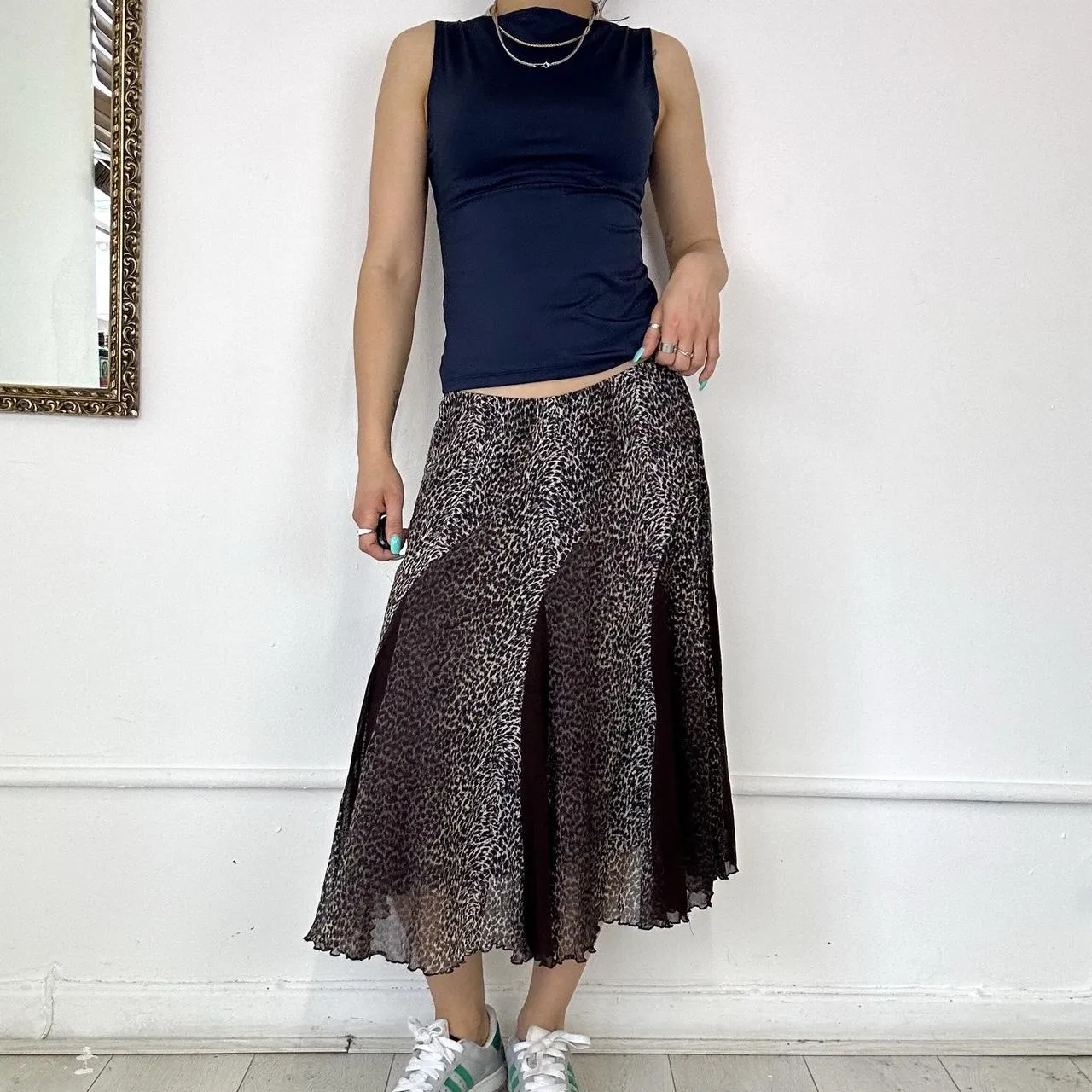 layered mesh midi skirt