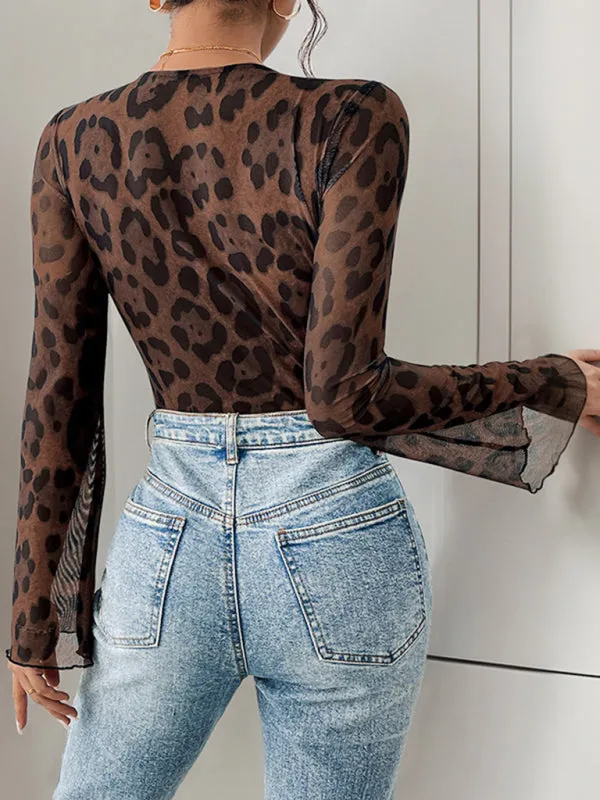 Leopard Lace Bodysuit with Retro Flair