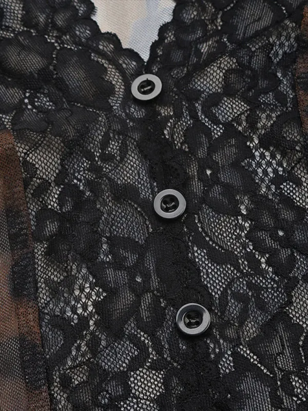 Leopard Lace Bodysuit with Retro Flair