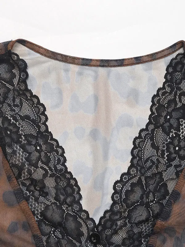 Leopard Lace Bodysuit with Retro Flair