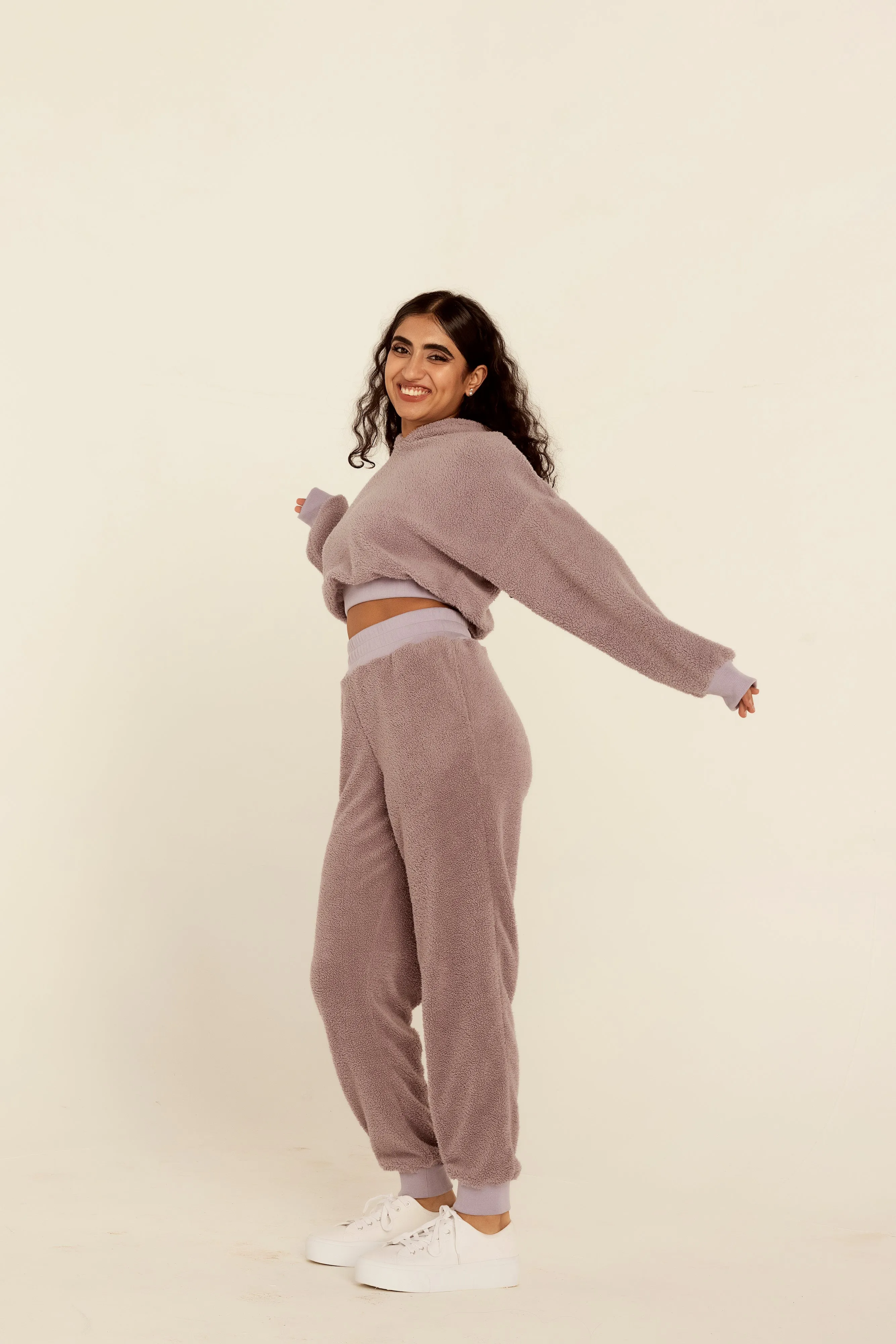 Lucy Lavender Teddy Cropped Sweatshirt