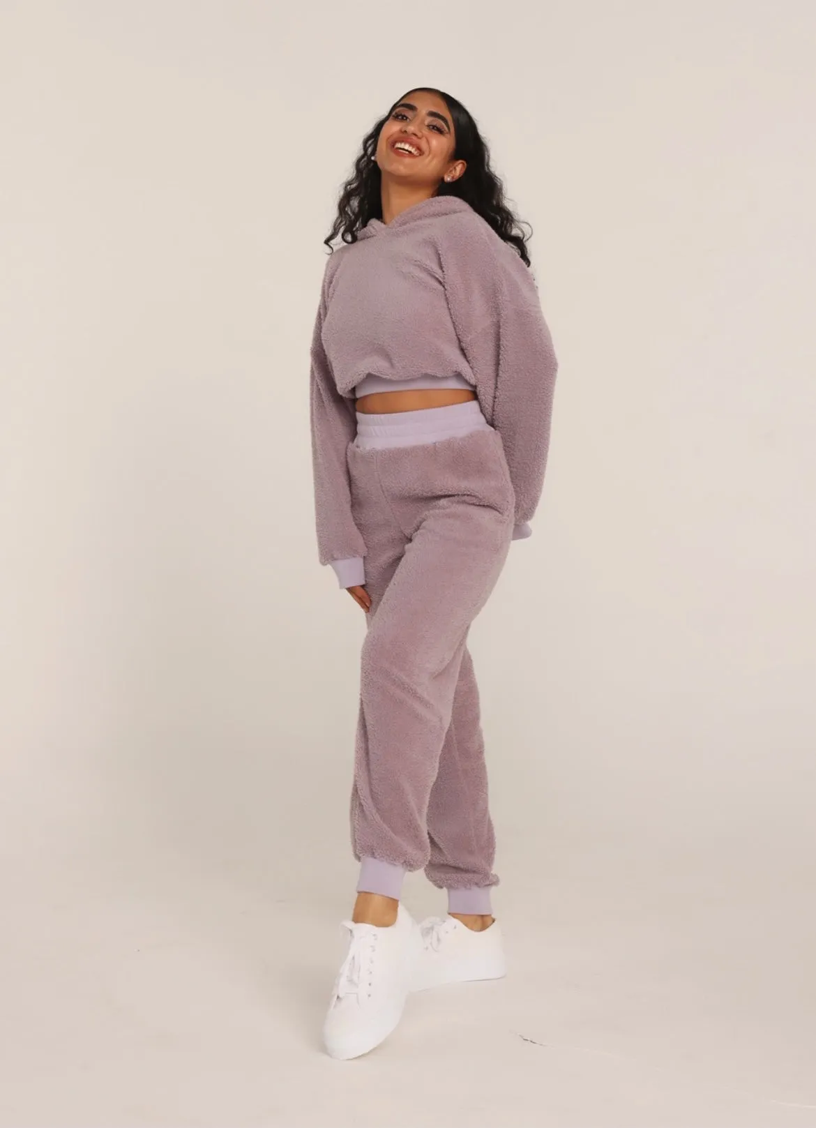 Lucy Lavender Teddy Cropped Sweatshirt