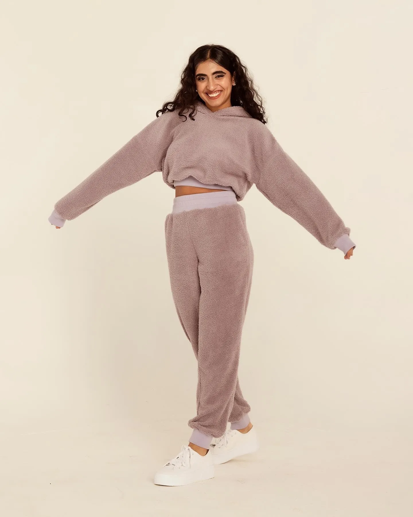 Lucy Lavender Teddy Cropped Sweatshirt