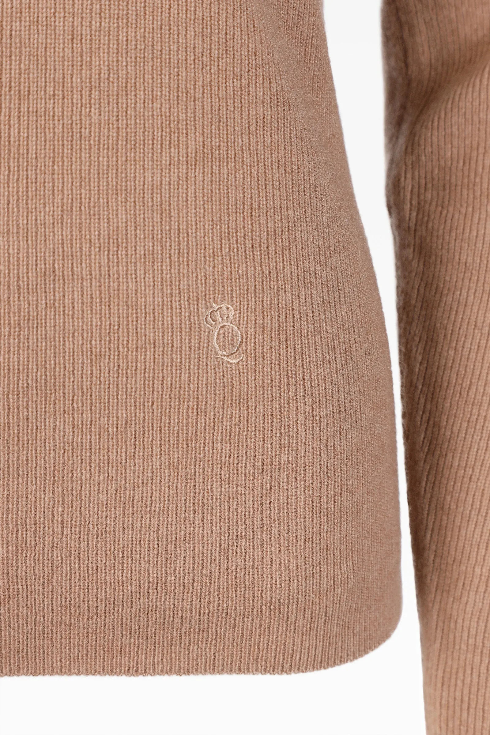 Luna Ladies Cashmere Roll Polo in Hazel Beige