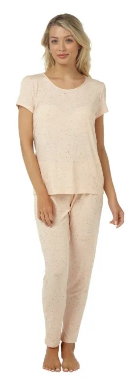 Marsylka Peach Top and Trouser Pyjama Set Nightwear