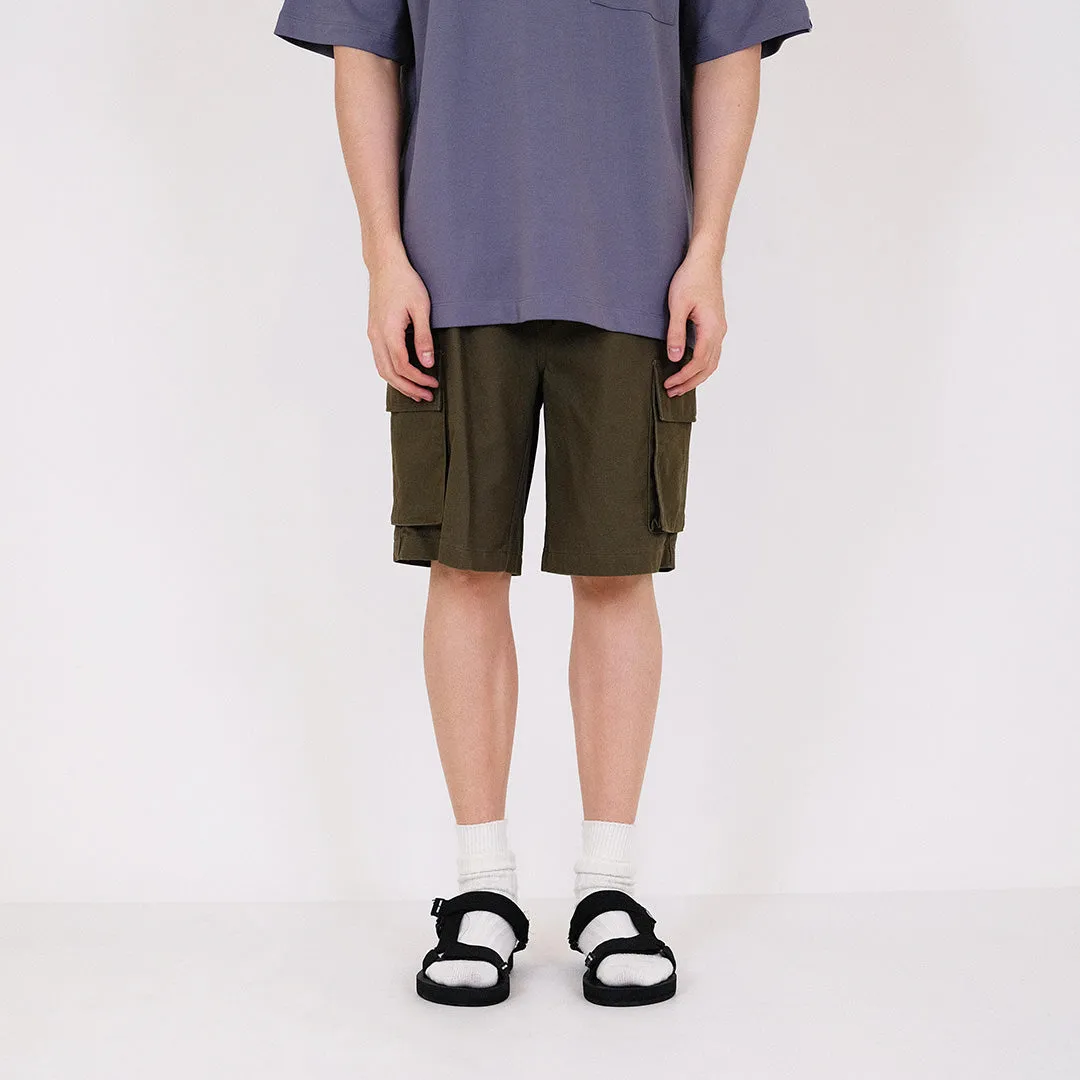 Men Slim Fit Twill Cargo Shorts - Army Green - SM2312194C