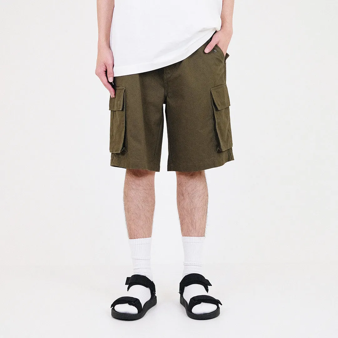 Men Slim Fit Twill Cargo Shorts - Army Green - SM2312194C