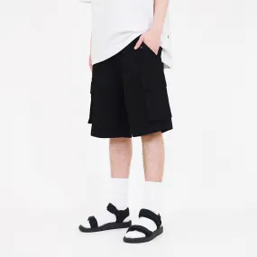 Men Slim Fit Twill Cargo Shorts - Black - SM2312194D