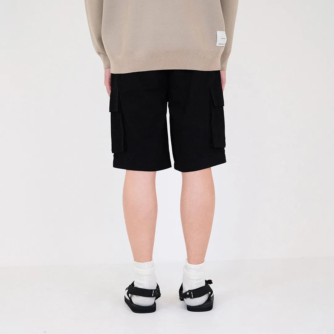 Men Slim Fit Twill Cargo Shorts - Black - SM2312194D