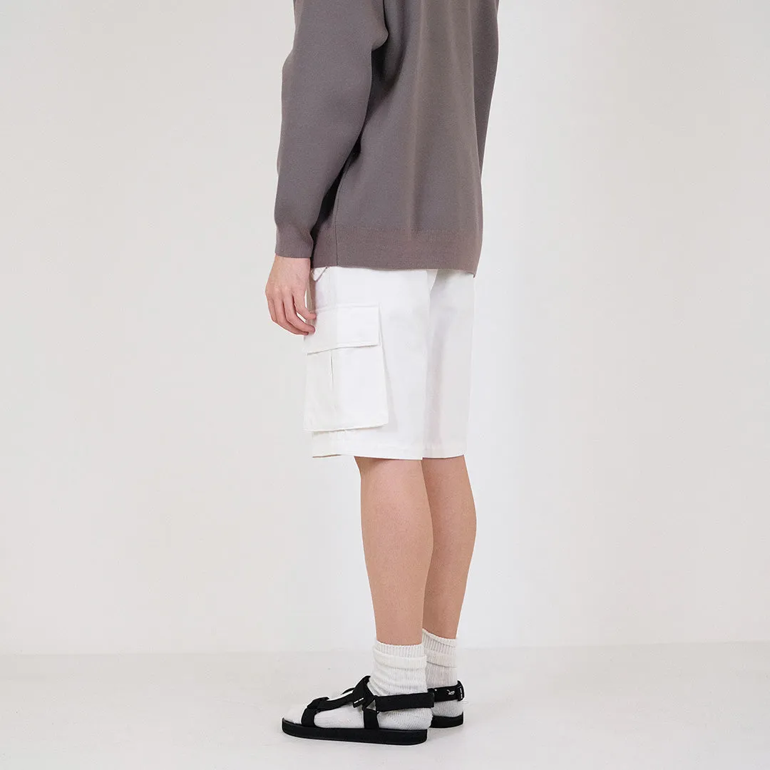 Men Slim Fit Twill Cargo Shorts - Off White - SM2312194A