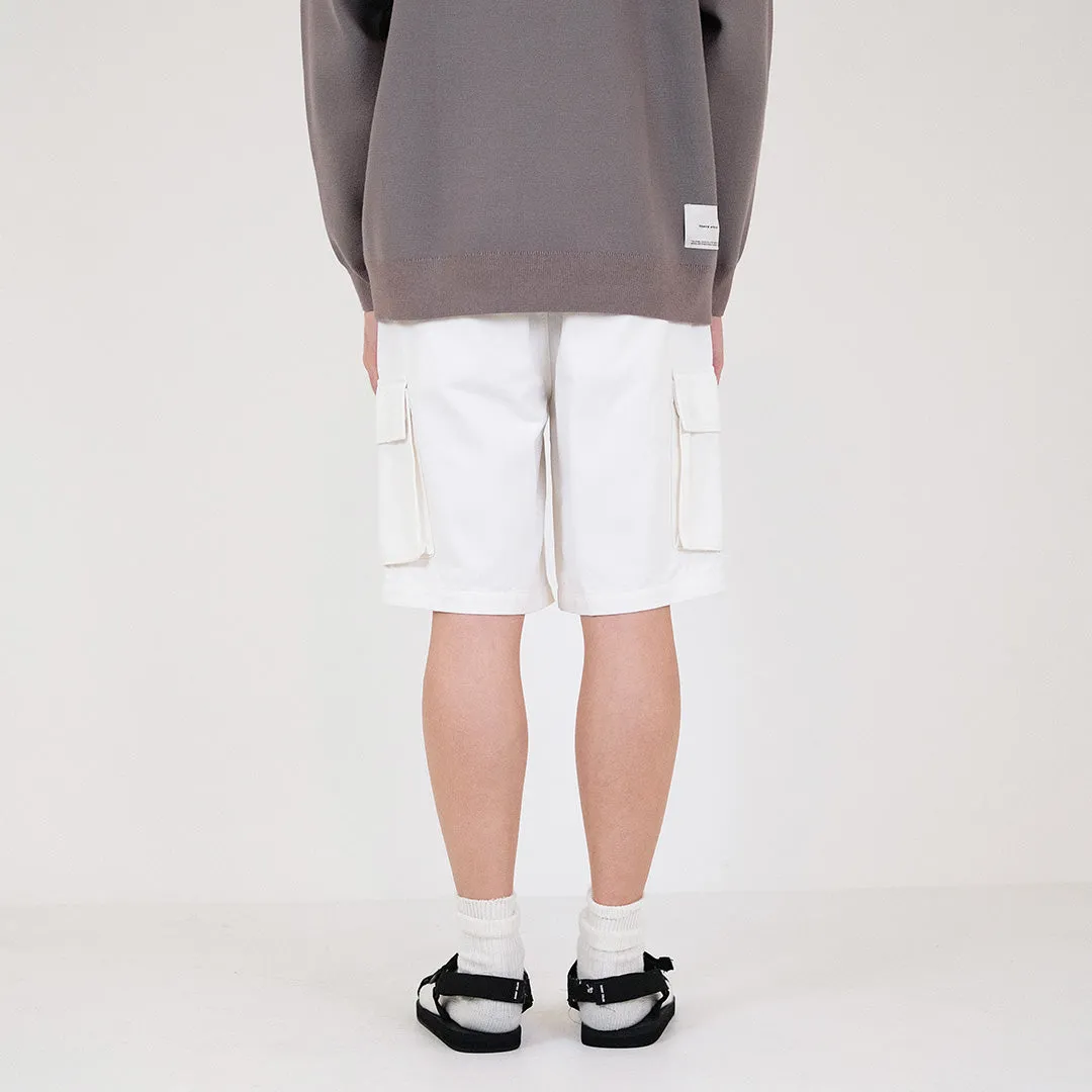 Men Slim Fit Twill Cargo Shorts - Off White - SM2312194A