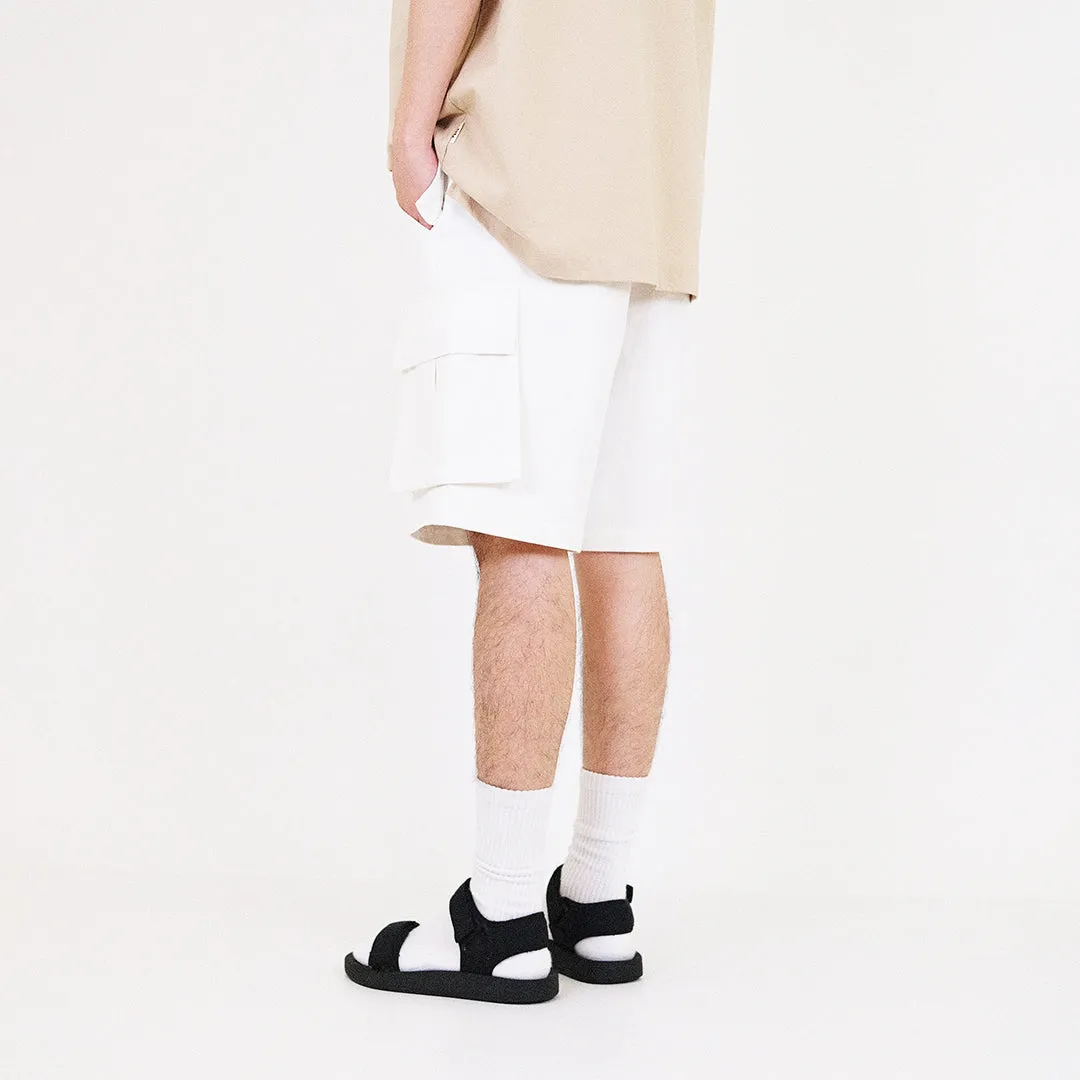 Men Slim Fit Twill Cargo Shorts - Off White - SM2312194A
