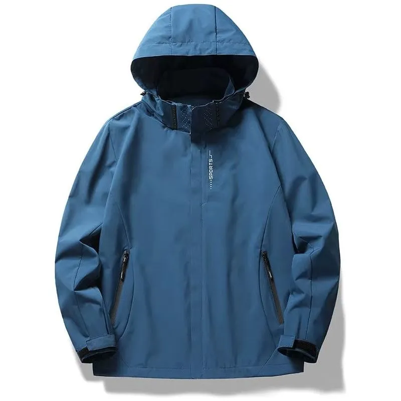 Men'S Lightweight Waterproof Rain Jacket, Hooded Shell Outdoor Raincoat Hiking Windbreaker Jacket Coat