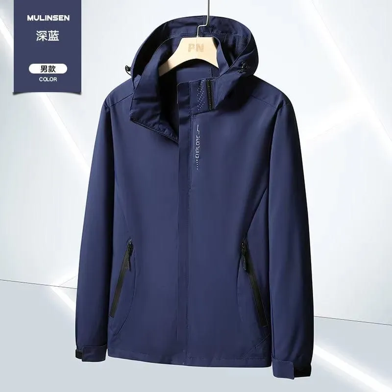 Men'S Lightweight Waterproof Rain Jacket, Hooded Shell Outdoor Raincoat Hiking Windbreaker Jacket Coat