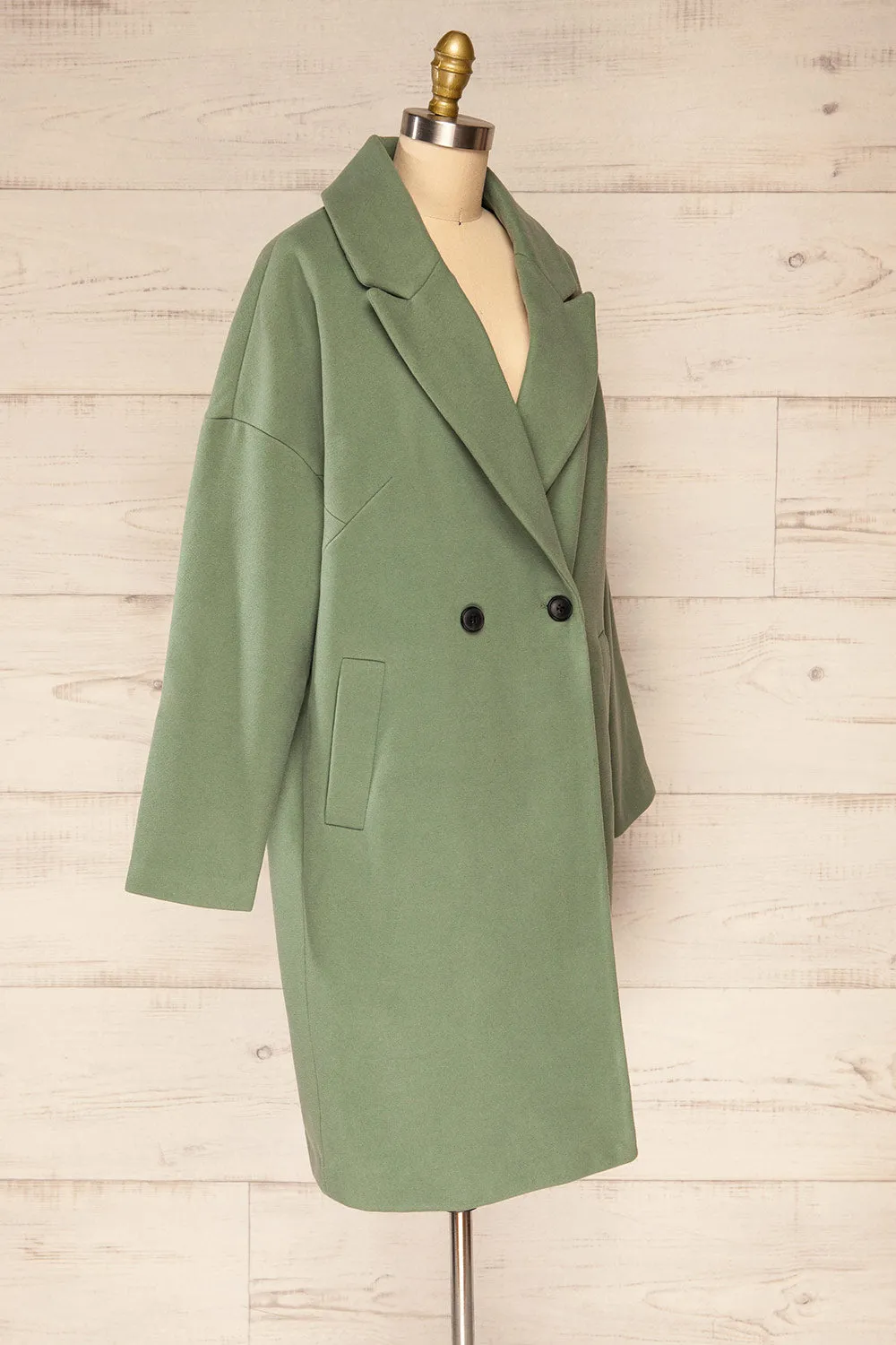 Nahaven Sage | Buttoned Trench Coat