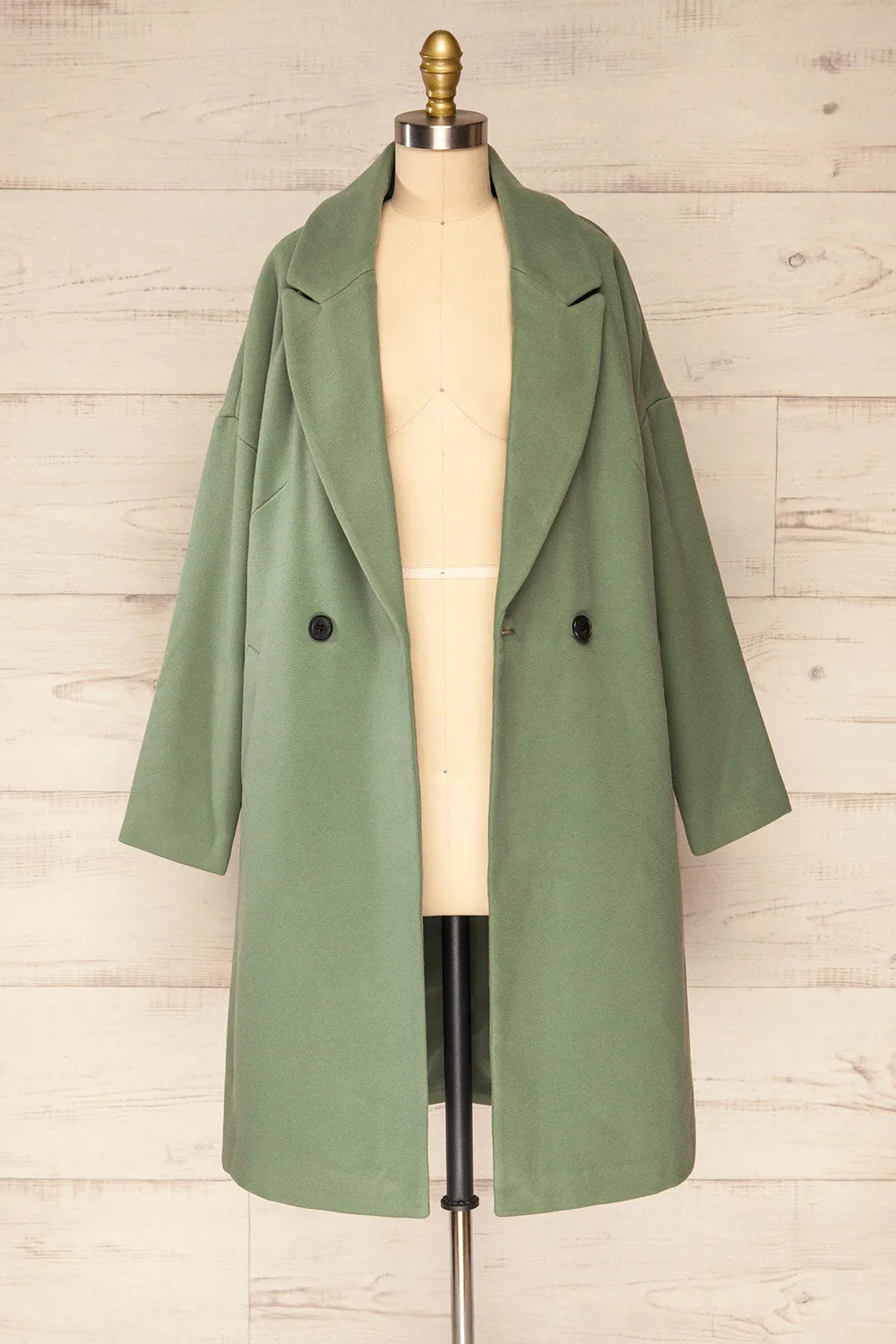 Nahaven Sage | Buttoned Trench Coat