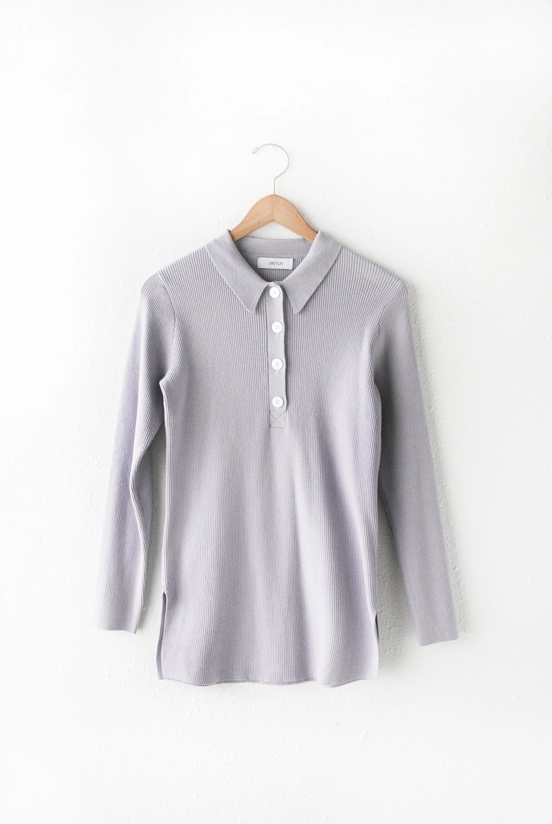 Nanci Rib Knit Polo Sweater - FINAL SALE