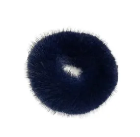Navy Mink Scrunchie