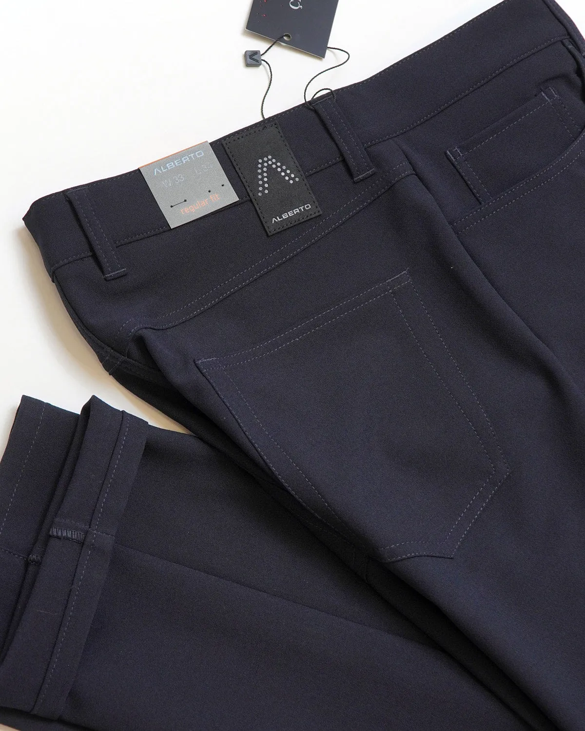 Navy 'Pipe' Regular Slim Fit Ceramica 5 Pocket Tech Dress Pants