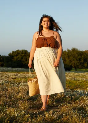 Off white cotton pleated Extended skirt