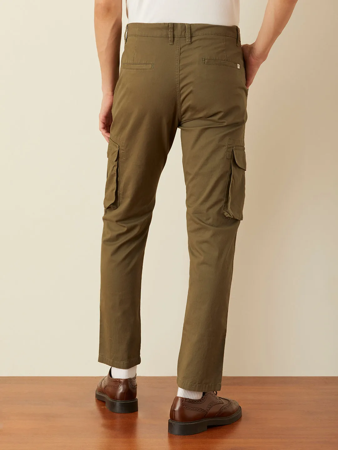 Olive Plain Cargo Pants