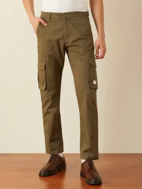 Olive Plain Cargo Pants