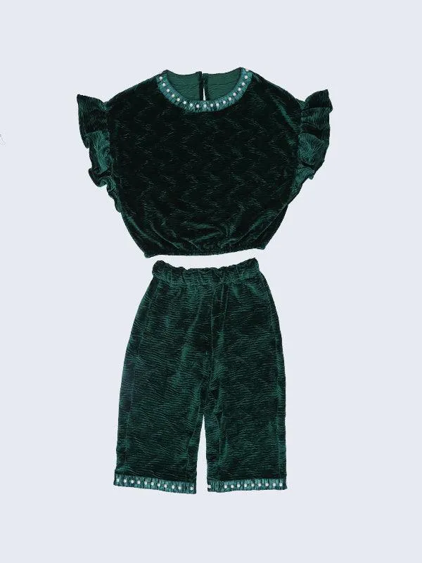 One Friday Green Frill Trouser