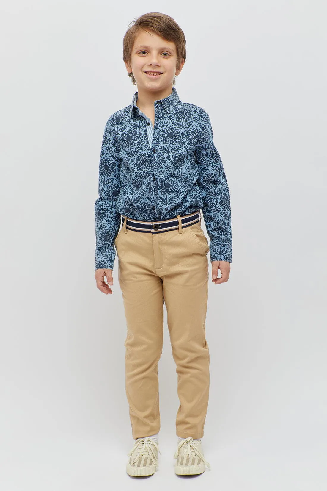 One Friday Striped Waist Beige Trouser