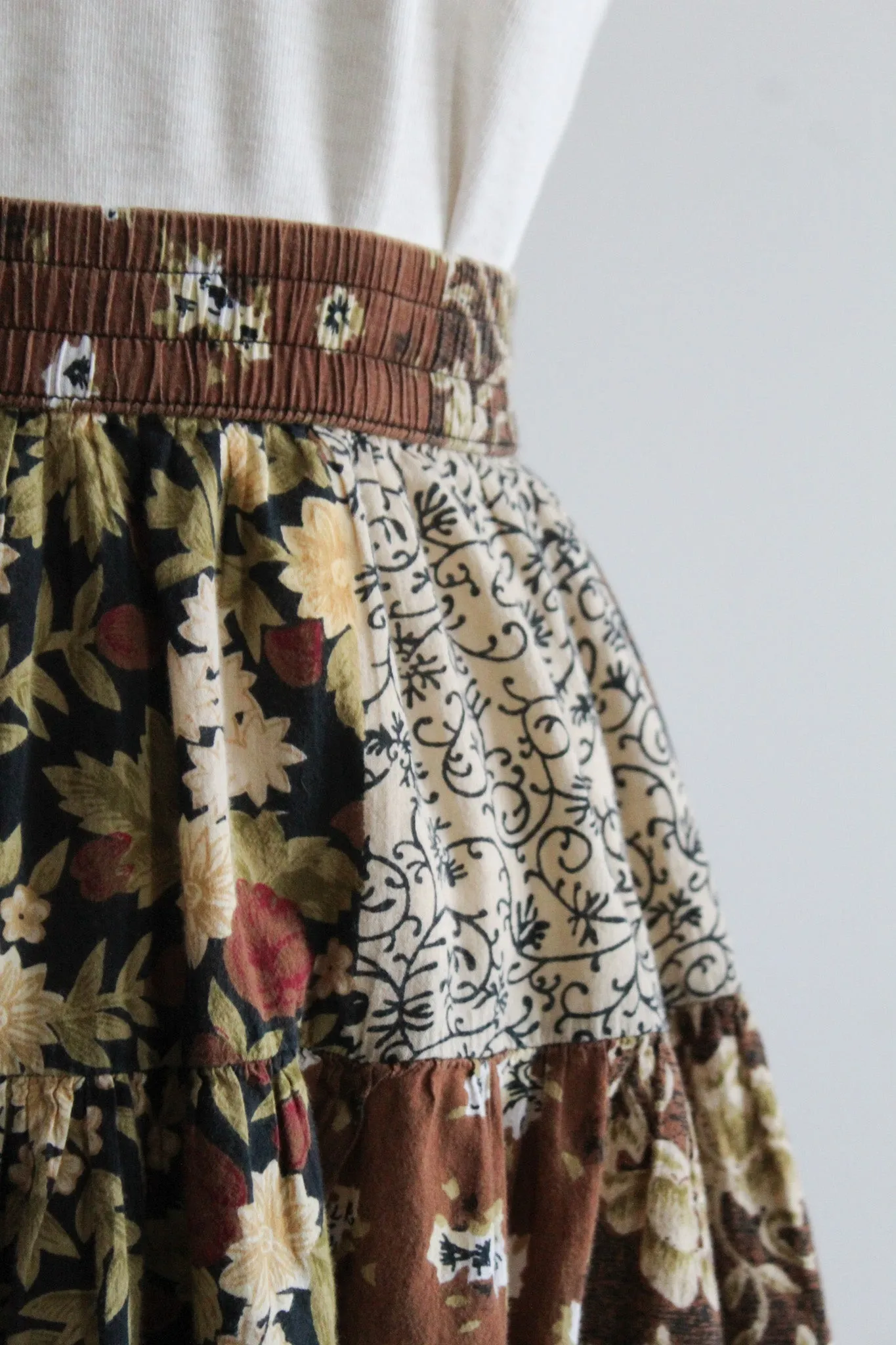 patchwork maxi skirt