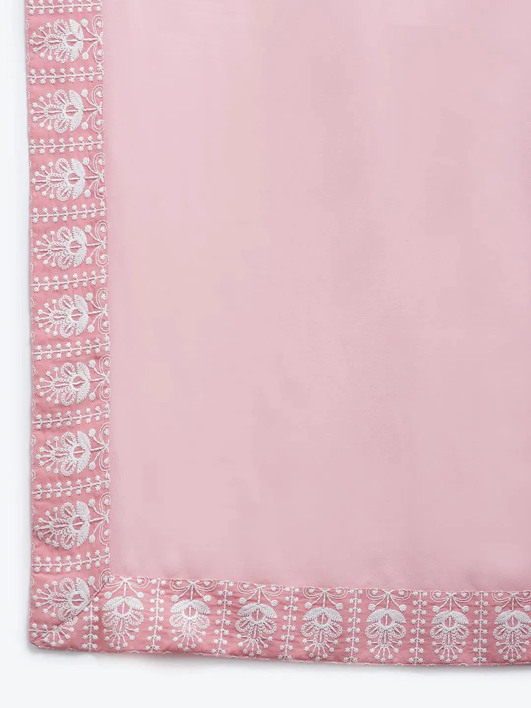Pink Embroidered Georgette Pakistani Style Kurta With Sharara & Dupatta