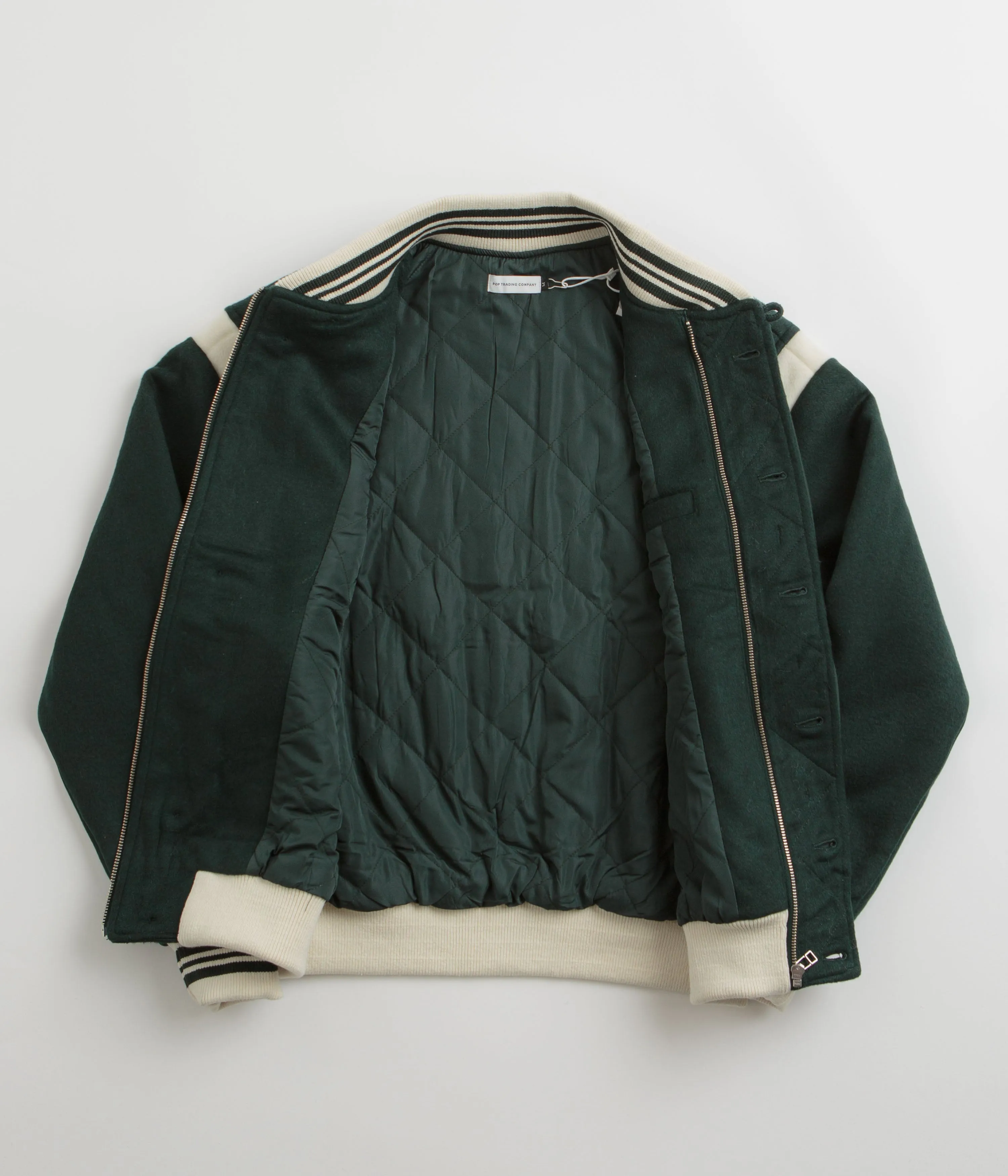 Pop Trading Company x Parra Varsity Jacket - Pine Green