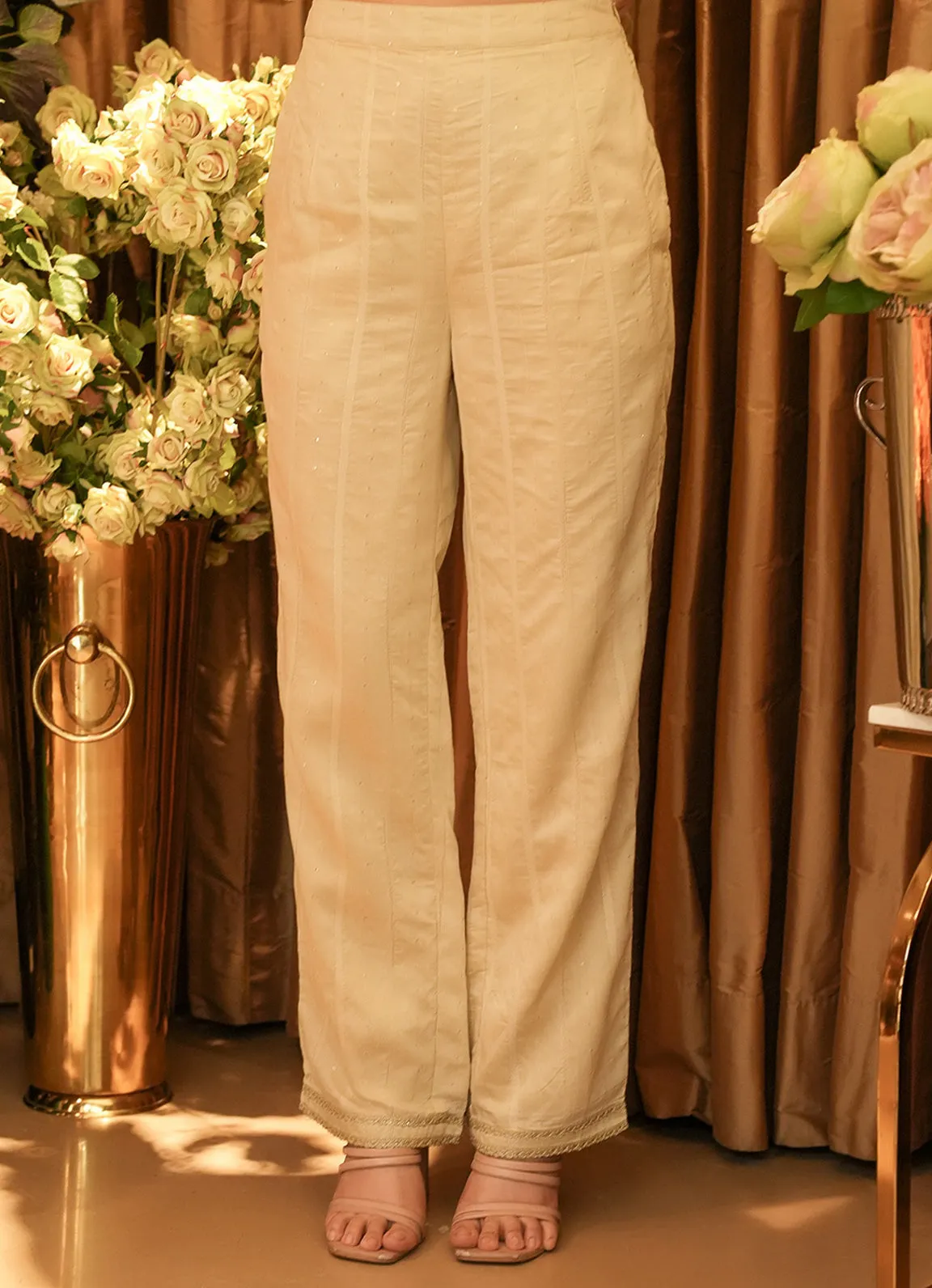 Reet Champagne Chanderi Pants