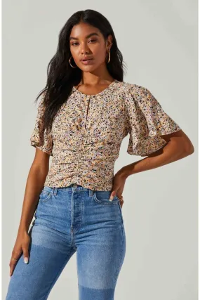 Sage Peach Keyhole Top